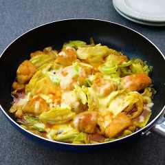 鶏肉とキャベツの甘辛チーズ炒め